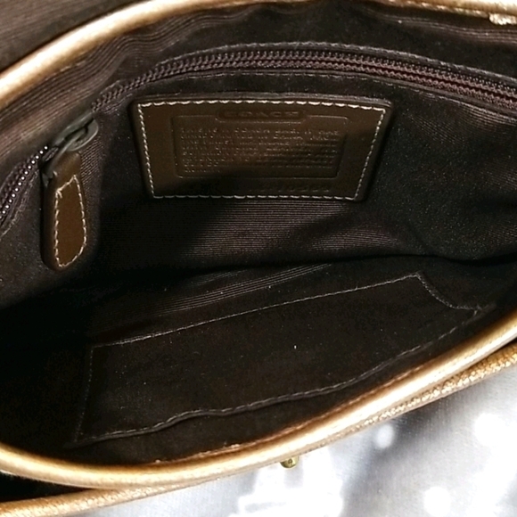 Coach Canvas x Metallic Coloured Leather Signature Cricket Mini Shoulder Purse - Picture 5 of 6